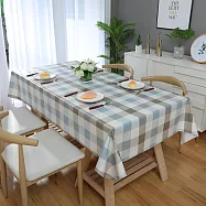 【巴芙洛】北歐風格防水防油長方桌巾-140X180cm(防水防油/桌巾/餐桌巾/桌布/桌墊) 藍白大格