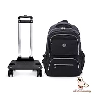 B.S.D.S冰山袋鼠 - 威尼斯假期 - 輕旅大容量拉桿後背包【B-24-K】 純色黑