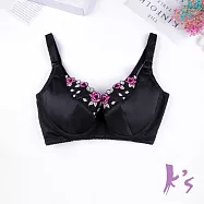【K’s 凱恩絲】有氧蠶絲野玫瑰花開集中內衣B105款36/80E黑色