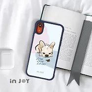 INJOYmall for iPhone 11 Pro max 融化法鬥 耐撞擊磨砂邊框手機殼 C / 藍邊