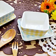 【Homely Zakka】日系清雅陶瓷格紋甜點碗/小碗(黃色)