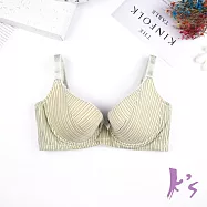 【K’s 凱恩絲】有氧蠶絲甜蜜果綠糖果條紋內衣B41款34/75B果綠色