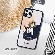 INJOYmall for iPhone 11 Pro 開朗米格魯 耐撞擊磨砂邊框手機殼 B / 藍邊