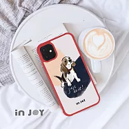 INJOYmall for iPhone 11 Pro max 開朗米格魯 耐撞擊磨砂邊框手機殼 A / 紅邊