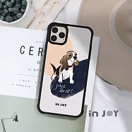 INJOYmall for iPhone 11 Pro max 開朗米格魯 耐撞擊磨砂邊框手機殼 C / 黑邊