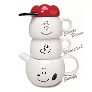 日本MARIMO CRAFT史努比SNOOPY陶瓷泡茶壼茶杯組Tea for two史奴比SPY-386(含濾網)查理布朗壼糊塗塌客杯