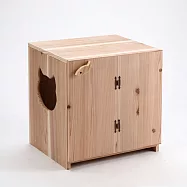 台灣製造感溫手作部屋北歐風柳杉實木折門式貓廁所貓便所ua1002(放貓砂盆易清潔)左開 左開