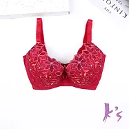 【K’s 凱恩絲】有氧蠶絲透氣綻放花花大紅內衣B97款36/80E紅色
