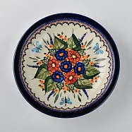 波蘭陶 夢蝶游春系列 圓形深餐盤 22cm 波蘭手工製