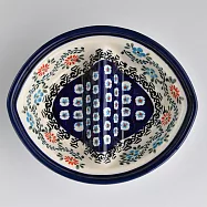 波蘭陶 典雅花團系列 二格分隔盤 18x15cm 波蘭手工製