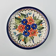 波蘭陶 夢蝶游春系列 淺底圓形餐盤 19cm 波蘭手工製