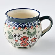 波蘭陶 紅白彩卉系列 胖胖杯 320ml 波蘭手工製