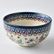 波蘭陶 紅白彩卉系列 餐碗 12cm 波蘭手工製