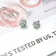 【Ada】歐美經典超閃耀蒲公英黃銅鍍白K鋯石耳環 銀色