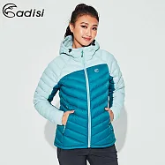 ADISI 女超輕量撥水羽絨連帽外套AJ1921011 (S-2XL) (防潑水、保暖鴨絨)M灰藍/海藍