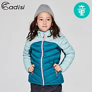 ADISI 童超輕量撥水羽絨連帽外套AJ1921012 (120-160) (防潑水、保暖鴨絨)130灰藍/海藍