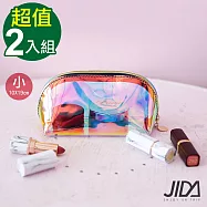 JIDA 網美款 雷彩TPU耐磨防水厚款半透明化妝包(小) 19x10cm-2入