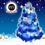 摩達客 台灣製3呎/3尺(90cm)豪華版夢幻白色聖誕樹(銀藍系配件組)+50燈LED燈插電式燈串一串藍白光(附控制器)本島免運費