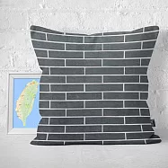 IHERMI 黑色磚造石牆A 抱枕套 45cm 台灣製
