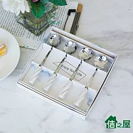 【佶之屋】台灣製 精緻小巧陶瓷柄花型咖啡匙/茶匙4入-白色