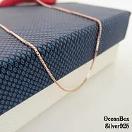 16吋.18吋。極簡時尚。方格細緻義大利製玫瑰金純銀項鍊《925純銀》18吋44cm
