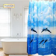 【APEX】文青風時尚防水/防霉浴簾-天空與海豚