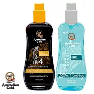 Australian Gold金色澳洲【助曬保養組】防護胡蘿蔔助曬油SPF4+沁涼蘆薈曬傷急救凝膠