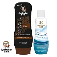 Australian Gold金色澳洲【全身助曬組】臉部專用助曬乳液-室內/戶外兩用+急速黝黑助曬乳液