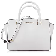 Michael Kors 十字紋皮革 / 手提 / 斜背 兩用包白色