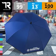 【TDN】超大傘面極度強悍黑膠防雷傘自動直傘(抗UV晴雨傘A6283S)海軍藍