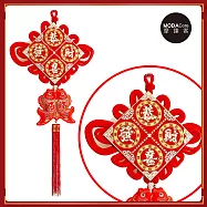 摩達客-農曆春節新年元宵◉絨金刺繡大福恭喜結板雙魚福單串流蘇吊飾掛飾紅色