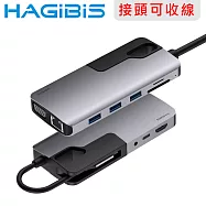 HAGiBiS 收納式Type-C 十一合一影音擴充轉接器
