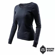 Route8八號公路 女 WARM V領保暖衣S黑