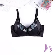 【K’s 凱恩絲】有氧蠶絲葉光透氣集中美胸黑色內衣B94款32/70C黑色