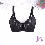 【K’s 凱恩絲】有氧蠶絲白鮮花點綴集中托高黑色內衣B107款32/70C黑色