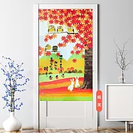 【巴芙洛】六福貓咪日風長門簾85x150cm 楓葉 (長門簾/風水簾/日製門簾/門簾)