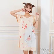 Young Curves 牛奶絲質短袖連身睡衣F -G:貓咪愛吃魚