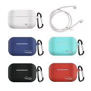 完美套裝 AirPods Pro 耳機盒保護套+柔軟防丟耳機繩(附掛勾)勁酷黑