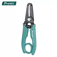 台灣製ProsKit寶工安全鎖6孔剝線鉗剝皮鉗8PK-3001D拔線鉗扒皮鉗(SK7硬化;可夾持;PVC防滑手柄)適精密加工剝電線