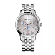 AEROWATCH 愛羅錶 霧銀太陽紋瑞士製計時石英錶/83966 AA01 M