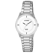 CITIZEN LADY’S時尚簡約女性腕錶-銀X白