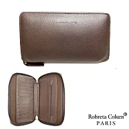 Roberta Colum -諾貝達進口鹿紋牛皮多功能拉鍊手機包-共3色咖啡