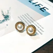 【Ada】韓國流行經典華麗珍珠造型耳針耳環 貼耳耳環 珍珠耳環 金色