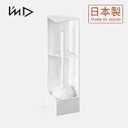 【日本岩谷Iwatani】RETTO 日製極簡角落隱藏式馬桶刷架3件組-1架2軟毛刷