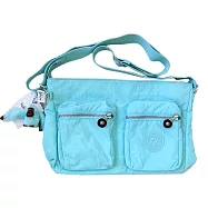 Kipling 下殺6折多夾層雙拉鍊斜背包-3色水藍