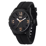 Levi’s 詭影任務立體時標時尚腕錶-黑x玫瑰金時標