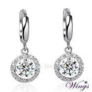 【WINGS】精鍍白K金八心八箭耳環《晶艷》|閃耀擬真鑽 華麗系列