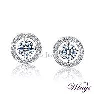 【WINGS】精鍍白K金八心八箭耳環《晴豔》|閃耀擬真鑽 華麗系列