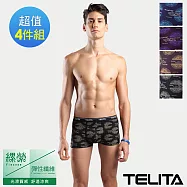 【TELITA】親膚嫘縈英倫風平口褲/四角褲-4件組 M 混搭色