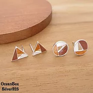 幾何三角圖型.圓型925純銀貼耳耳環 圓型